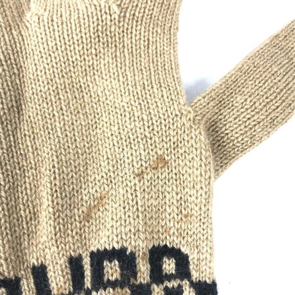 Auth BURBERRY Bicolor logo Glove gloves wool Beige/Black - Picture 9 of 12